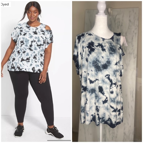 NWT Lane Bryant LIVI Cutout Tee - Tie-Dye  Size 18/20 Short Sleeve Flirty Cut - Picture 2 of 9